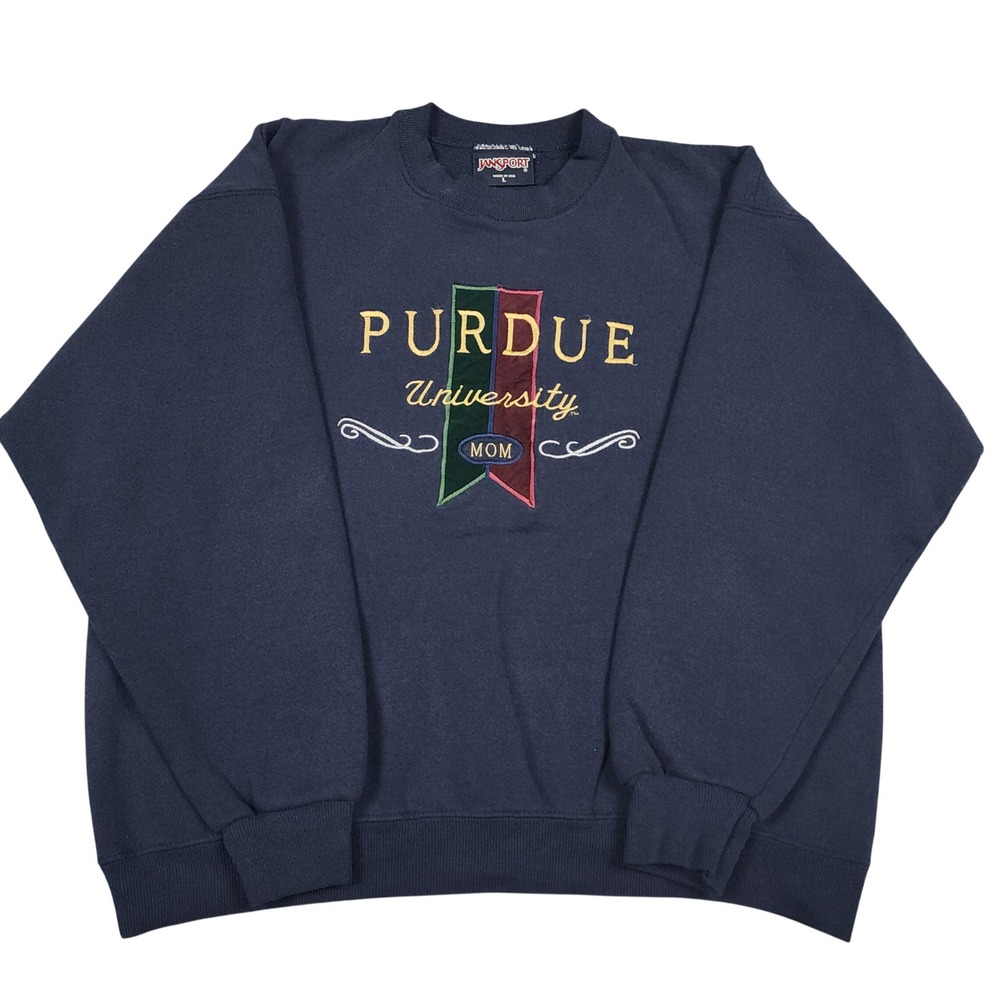 Vintage Purdue University Mom Sweatshirt L Navy JanSport 90s Made In USA